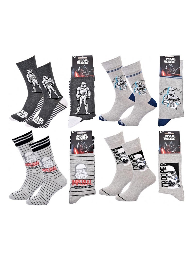 Pack de 4 meias homem DISNEY STAR WARS Cinza-cinza antracite cinza - Kiabi
