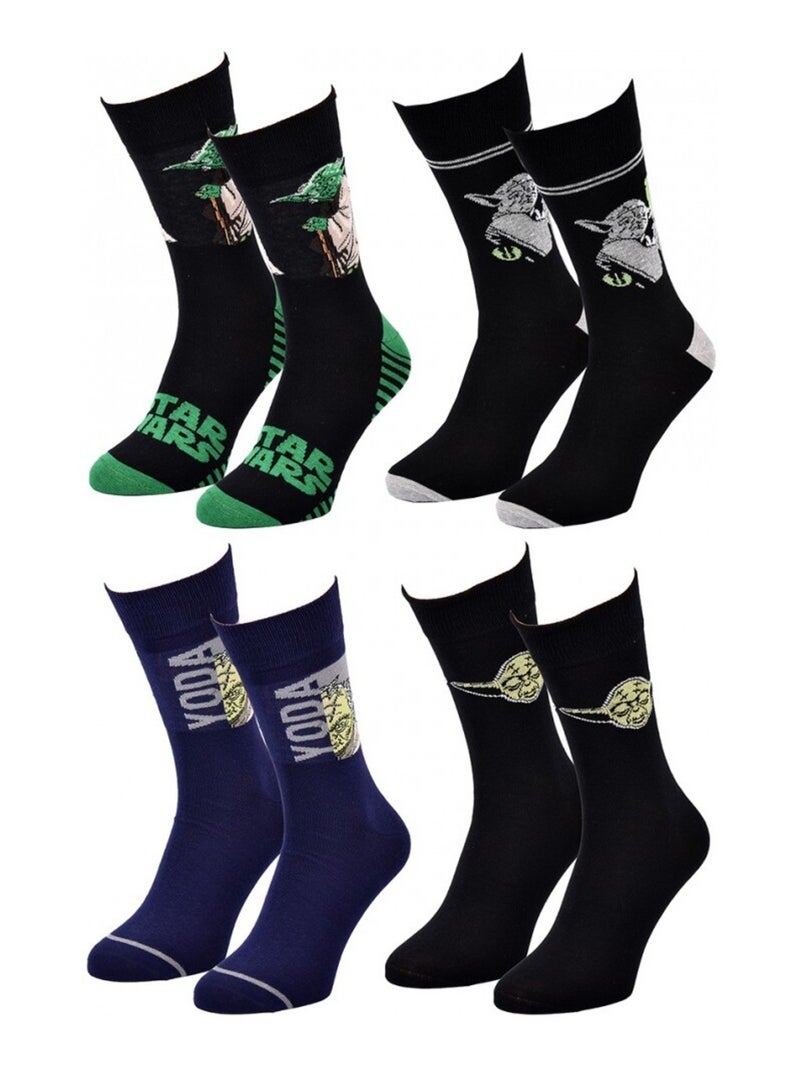 Pack de 4 meias homem DISNEY STAR WARS Preto Verde Azul - Kiabi