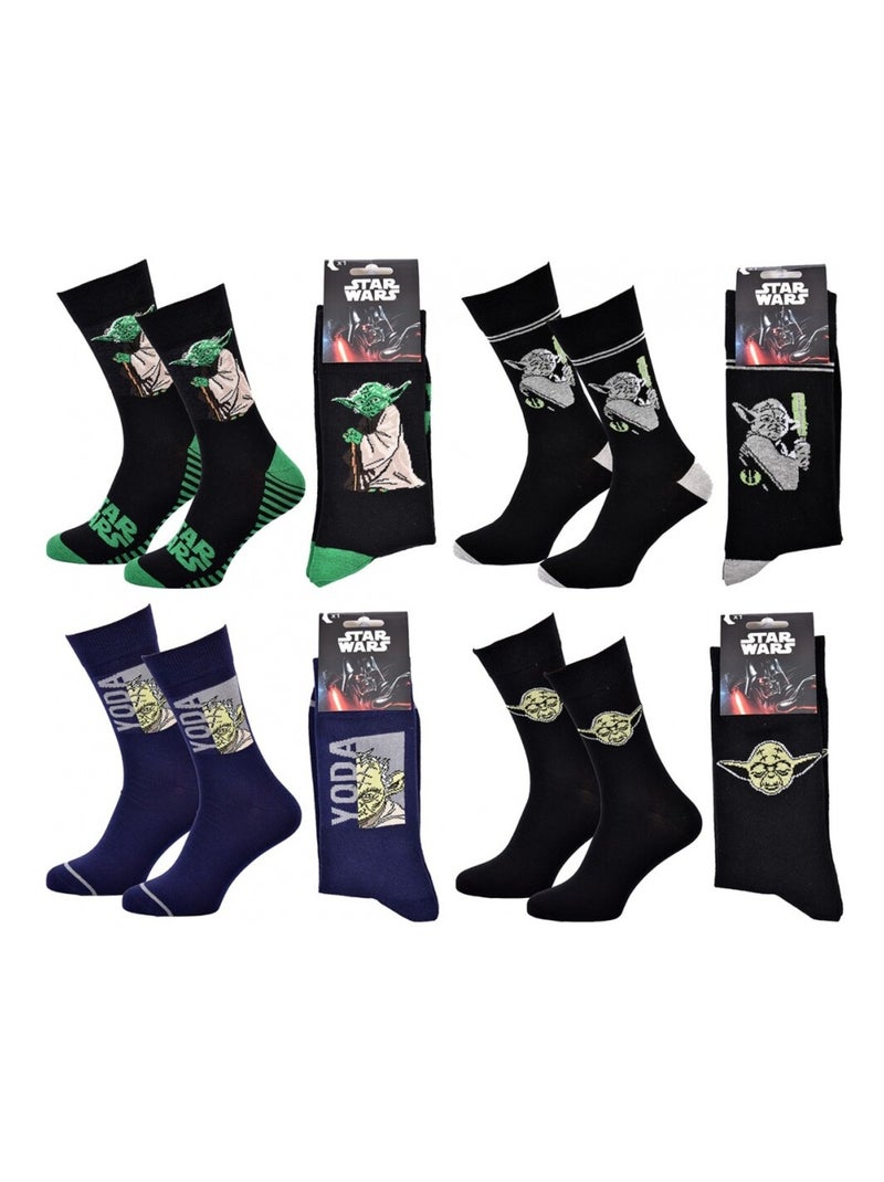 Pack de 4 meias homem DISNEY STAR WARS Preto Verde Azul - Kiabi