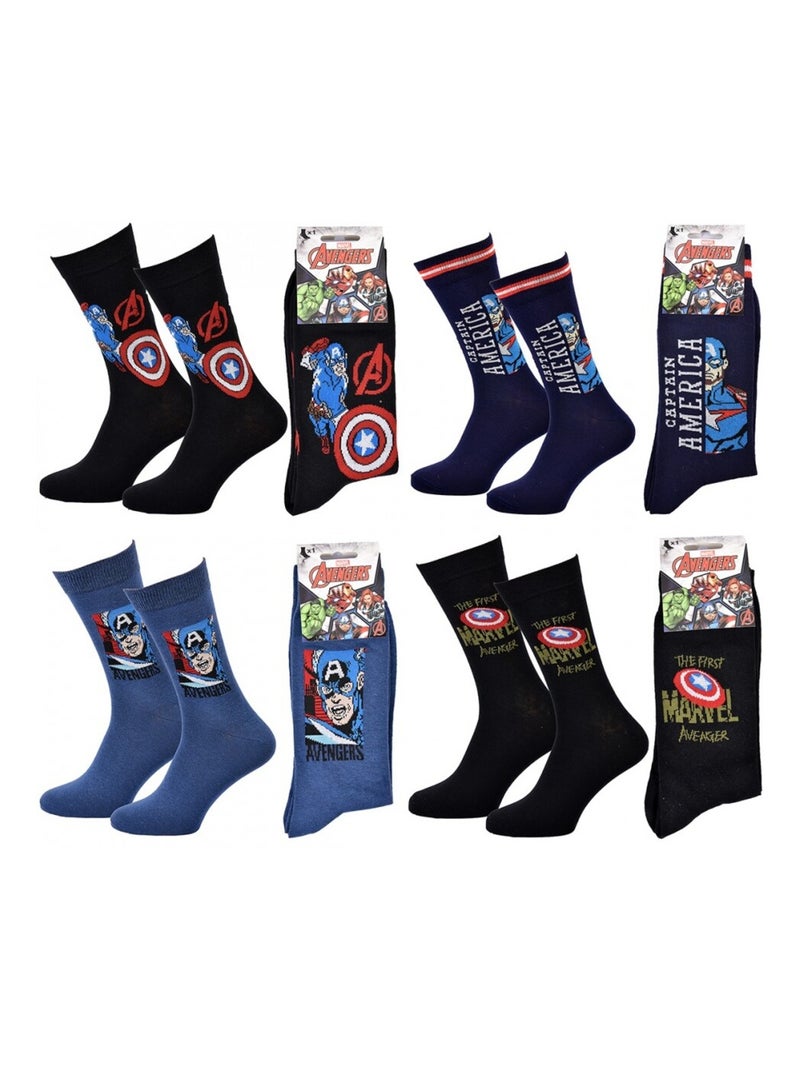 Pack de 4 Meias Homem MARVEL AVENGERS Preto Azul-marinho Preto - Kiabi