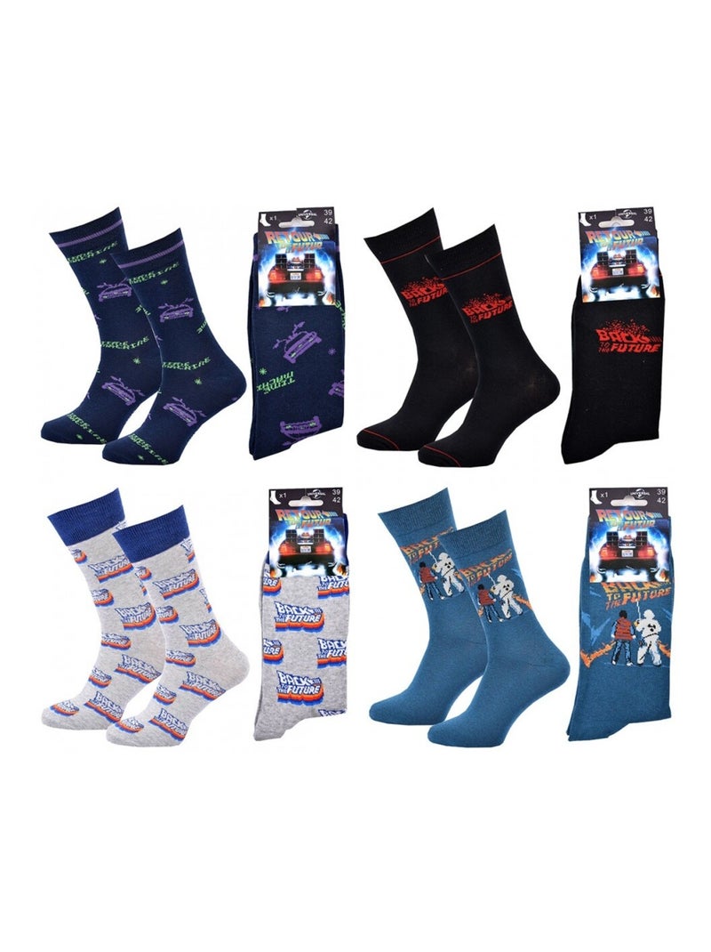 Pack de 4 Meias Homem RETORNO PARA O FUTURO Azul-Preto Cinza - Kiabi