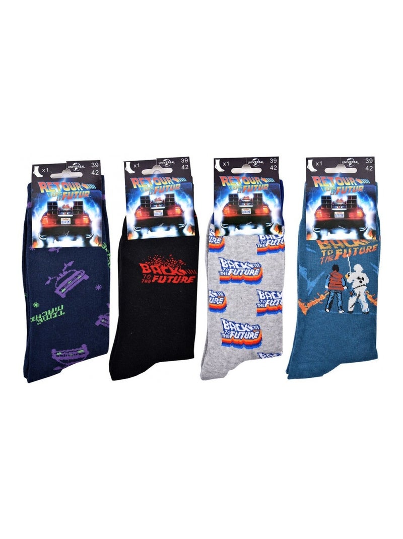 Pack de 4 Meias Homem RETORNO PARA O FUTURO Azul-Preto Cinza - Kiabi