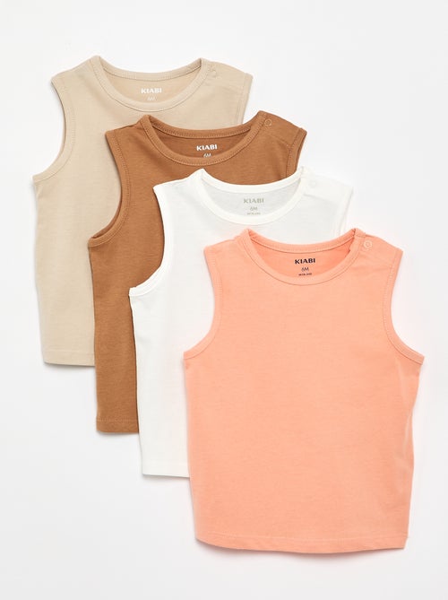 Pack de 4 tops lisos - Kiabi