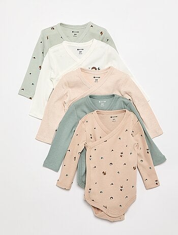 Pack de 5 bodies estampados de algodão