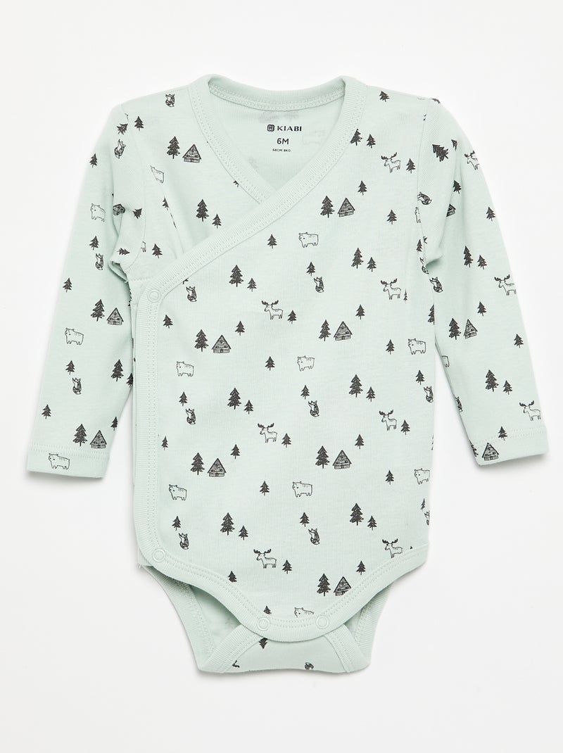 Pack de 5 bodies estampados de algodão Azul - Kiabi