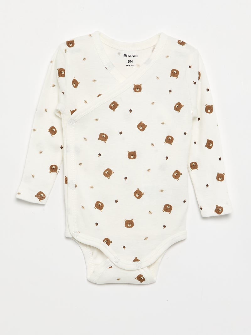 Pack de 5 bodies estampados de algodão Castanho - Kiabi