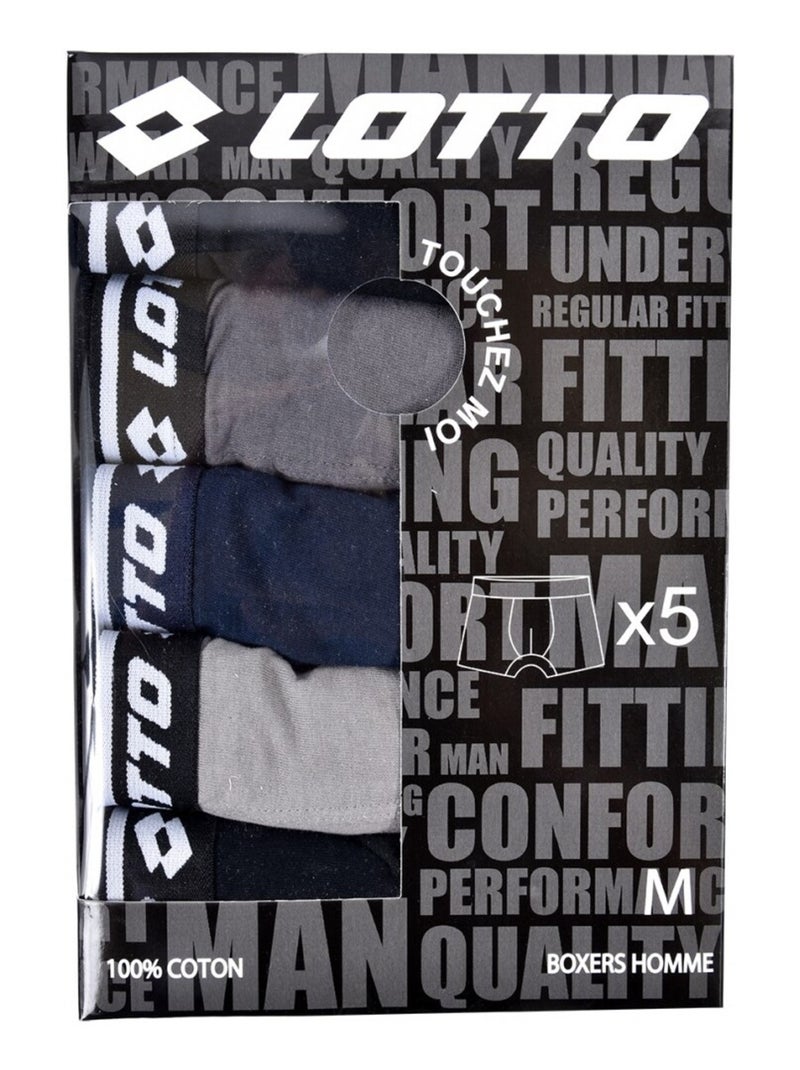 Pack de 5 cuecas boxer homem LOTTO Preto Cinza-antracite Preto - Kiabi
