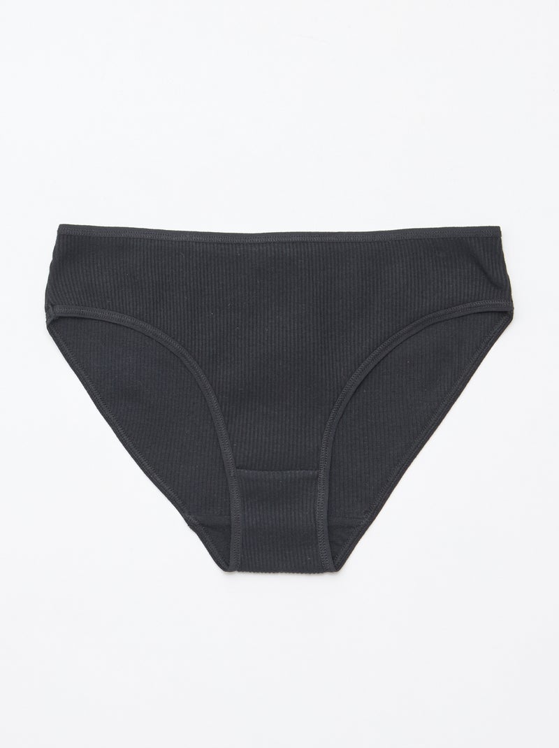 Pack de 5 Cuecas em Malha Canelada Preto - Kiabi