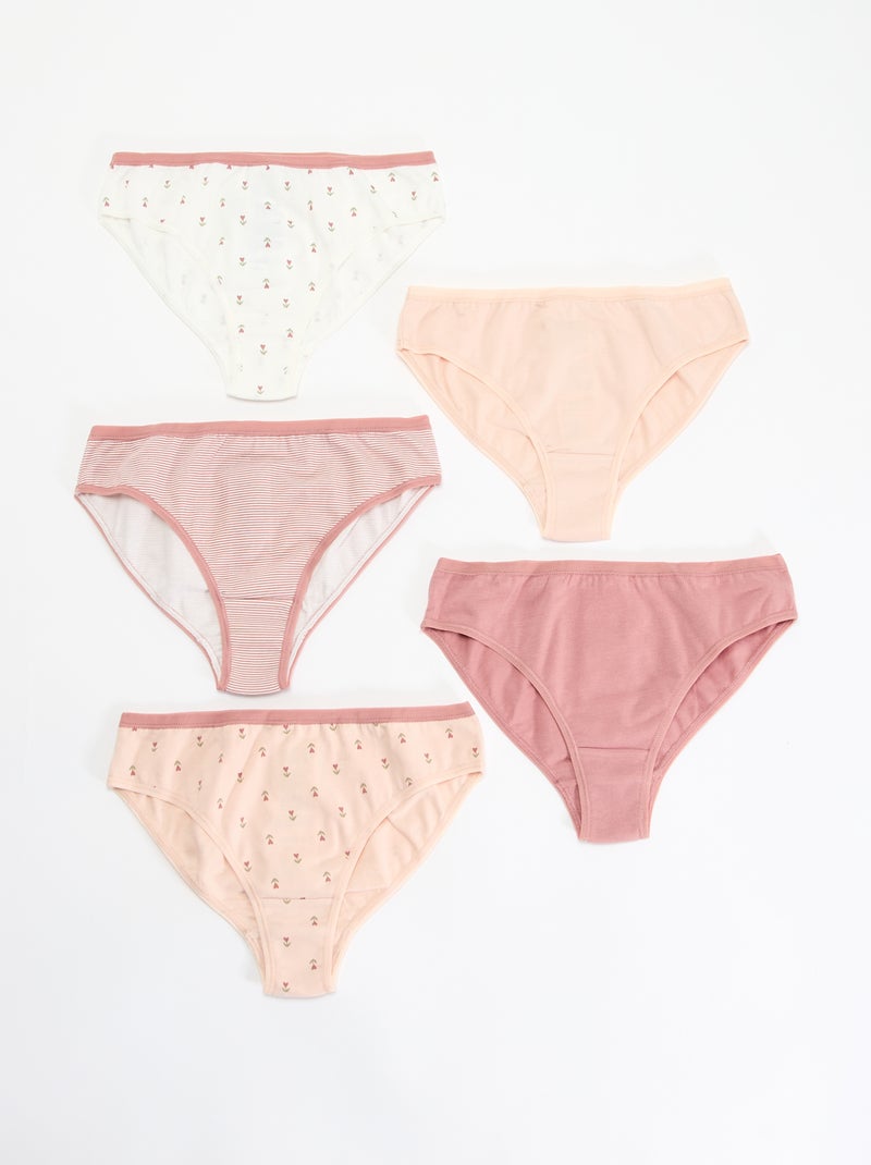 Pack de 5 cuecas estampadas Rosa - Kiabi