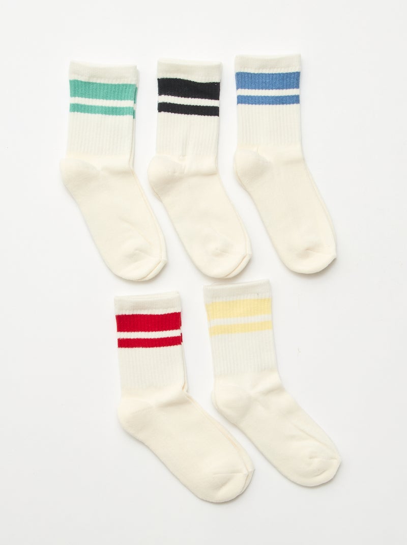 Pack de 5 meias de algodão Branco - Kiabi