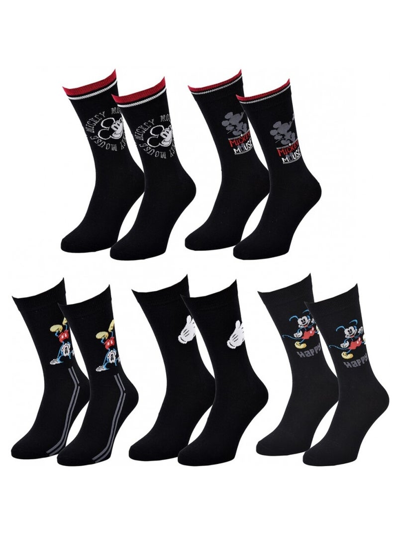 Pack de 5 Meias Homem DISNEY MICKEY MOUSE Preto - Kiabi