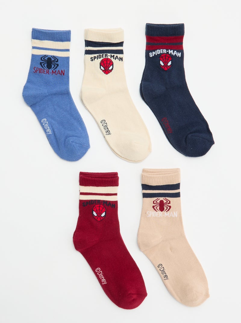 Pack de 5 meias \'Spider-Man\' \'Marvel\' Vermelho - Kiabi