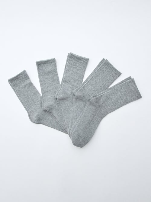 Pack de 5 pares de meias altas em malha - Kiabi
