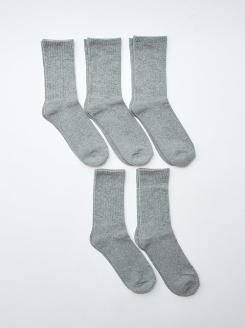 Pack de 5 pares de meias altas em malha - Kiabi
