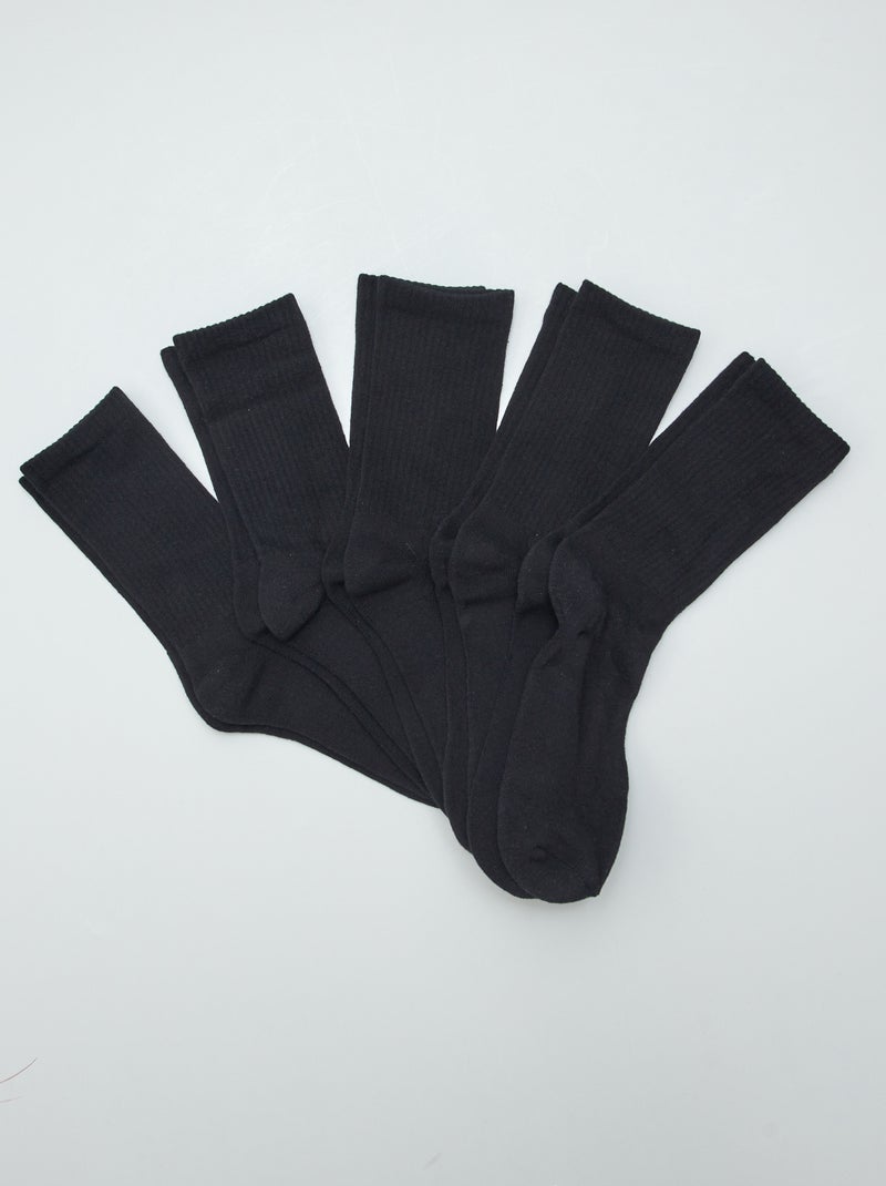 Pack de 5 pares de meias altas em malha PRETO - Kiabi