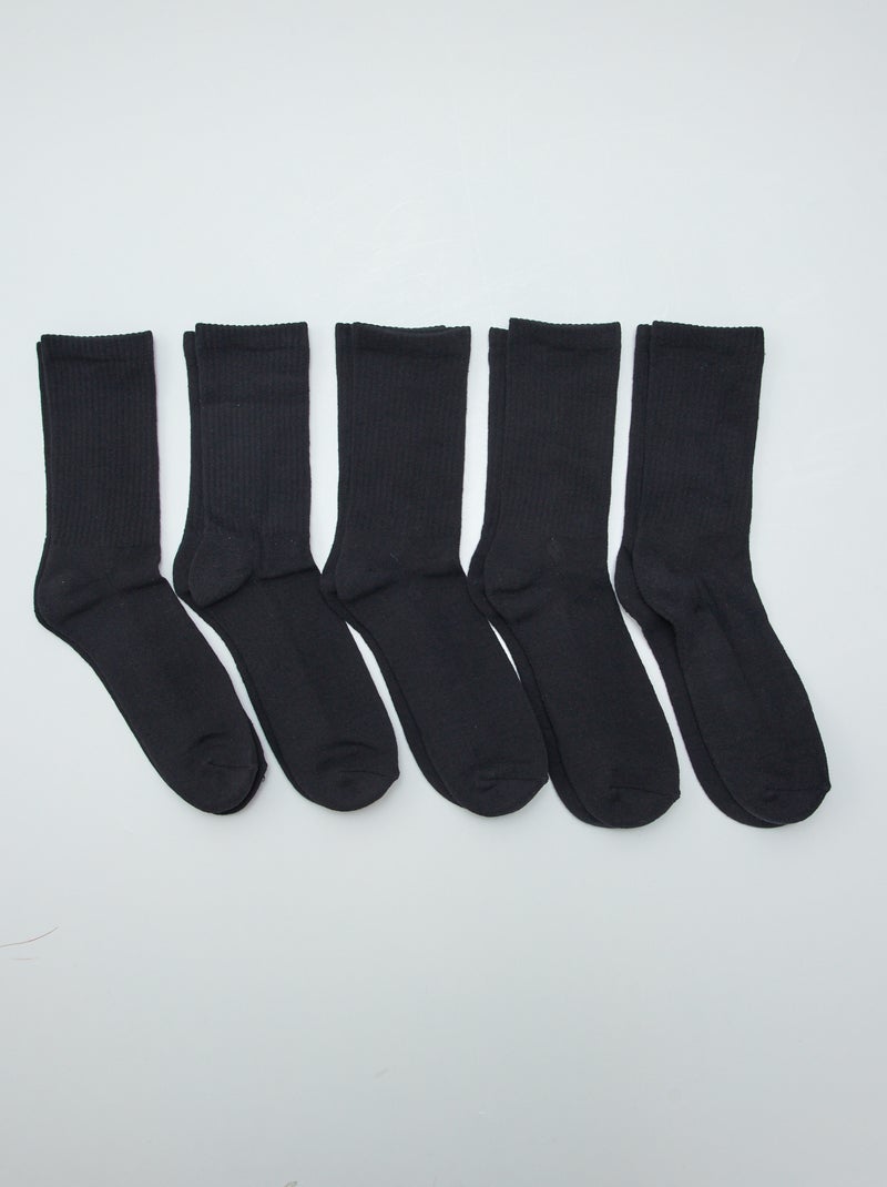 Pack de 5 pares de meias altas em malha PRETO - Kiabi