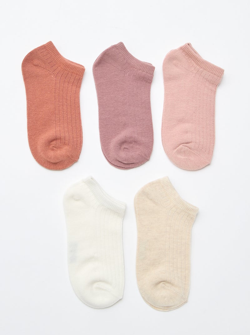 Pack de 5 pares de meias de algodão Rosa - Kiabi