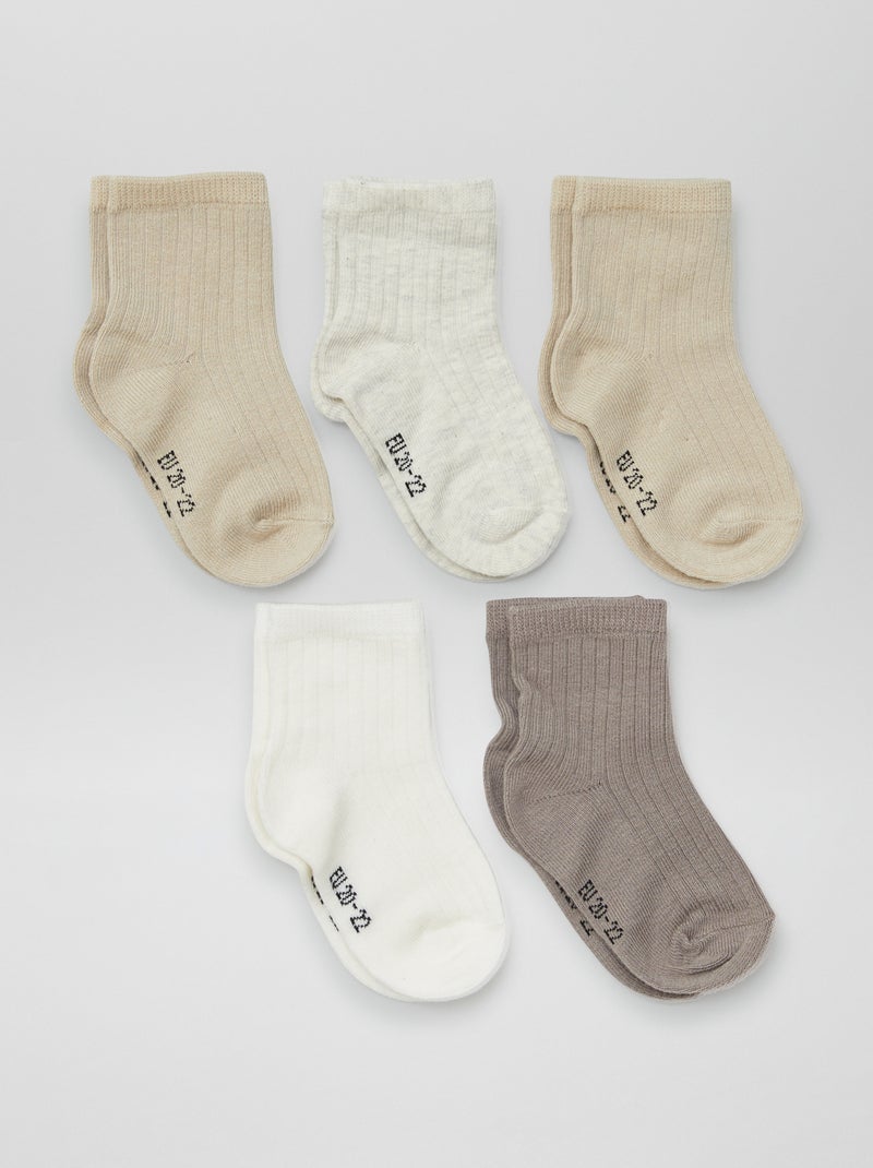 Pack de 5 pares de meias de recém-nascido BEGE - Kiabi