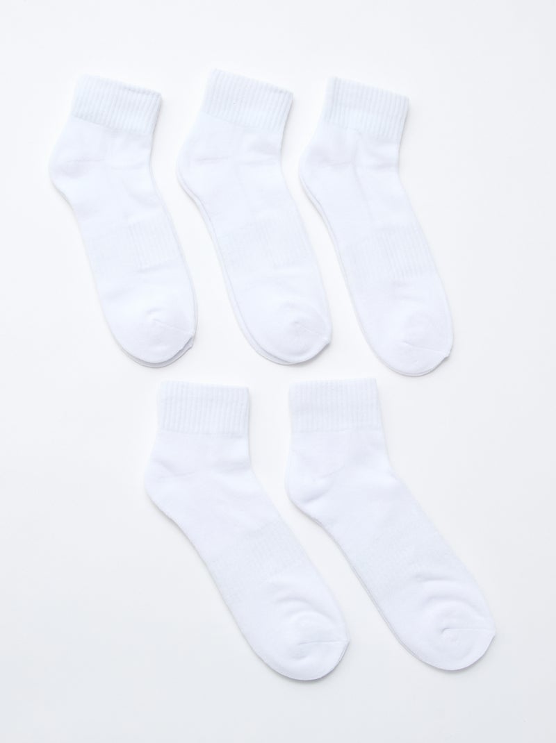 Pack de 5 pares de meias desportivas Branco - Kiabi