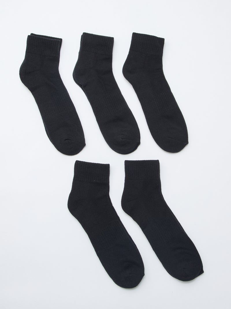 Pack de 5 pares de meias desportivas Preto - Kiabi
