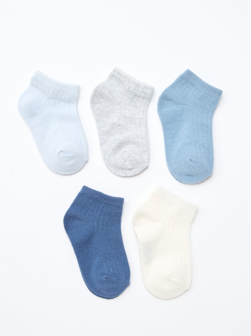 Pack de 5 pares de meias em malha canelada Azul - Kiabi