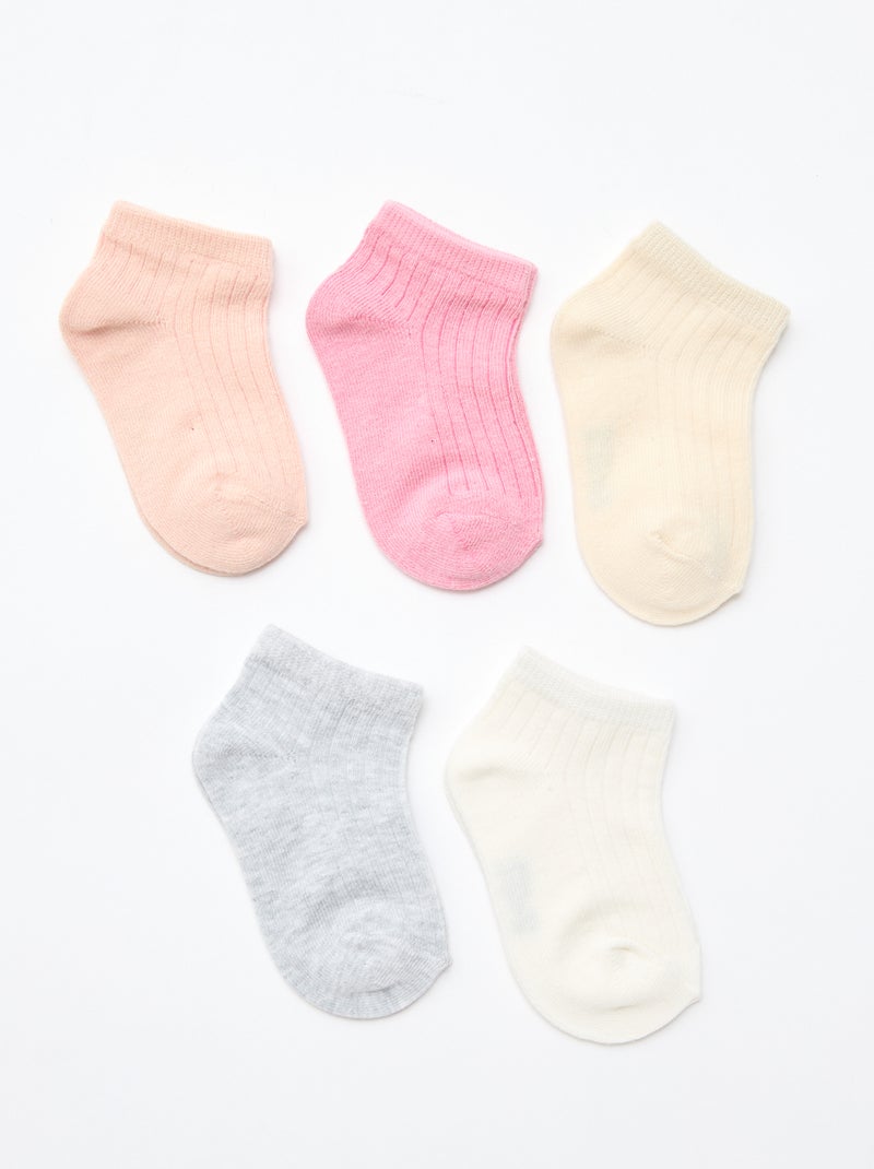 Pack de 5 pares de meias em malha canelada Laranja - Kiabi