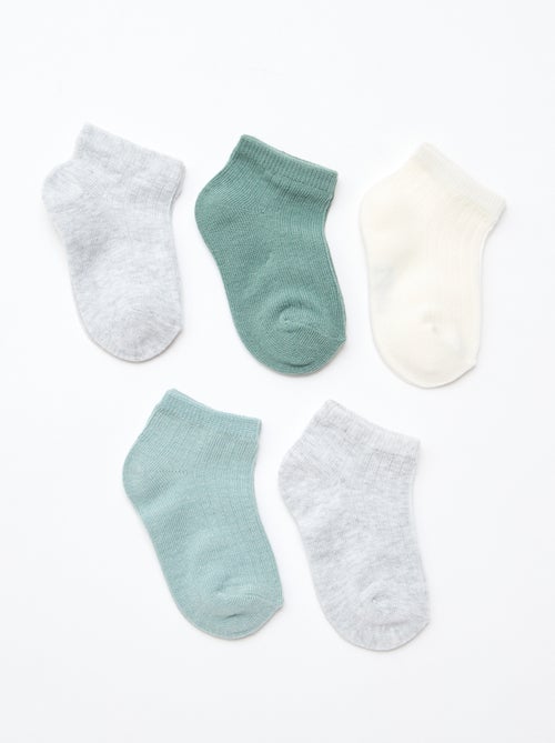 Pack de 5 pares de meias em malha canelada - Kiabi