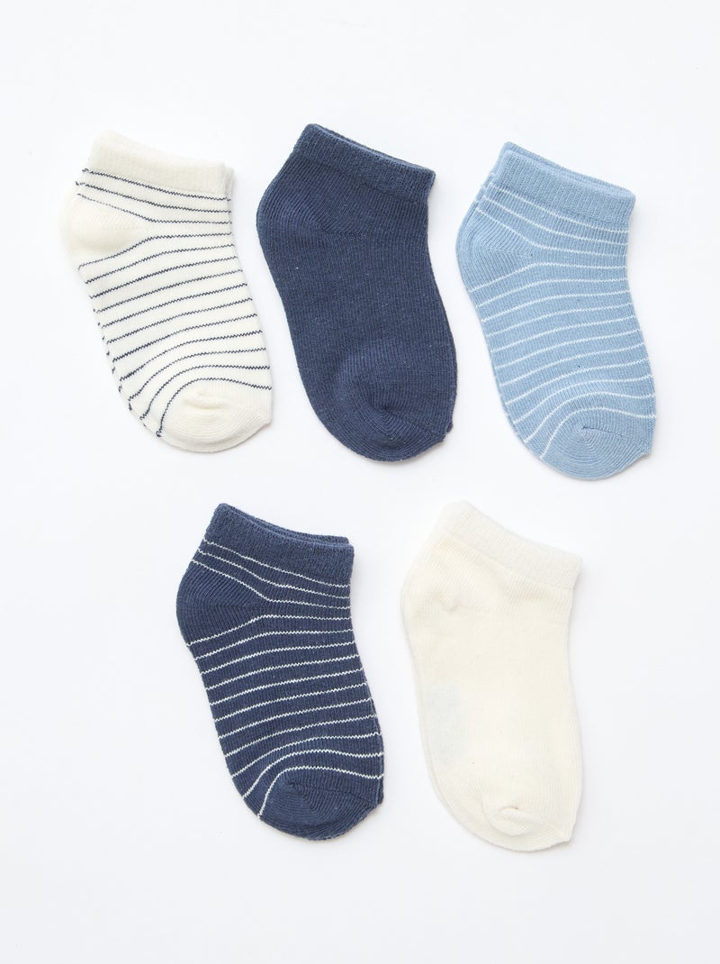 Pack de 5 pares de meias invisíveis Azul - Kiabi