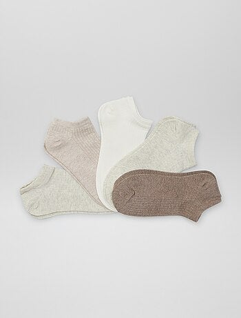 Pack de 5 pares de meias invisíveis para mulher em algodão