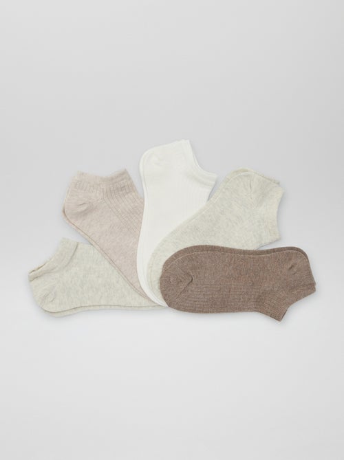Pack de 5 pares de meias invisíveis para mulher em algodão - Kiabi Pack de 5 pares de meias invisíveis para mulher em algodão - Kiabi