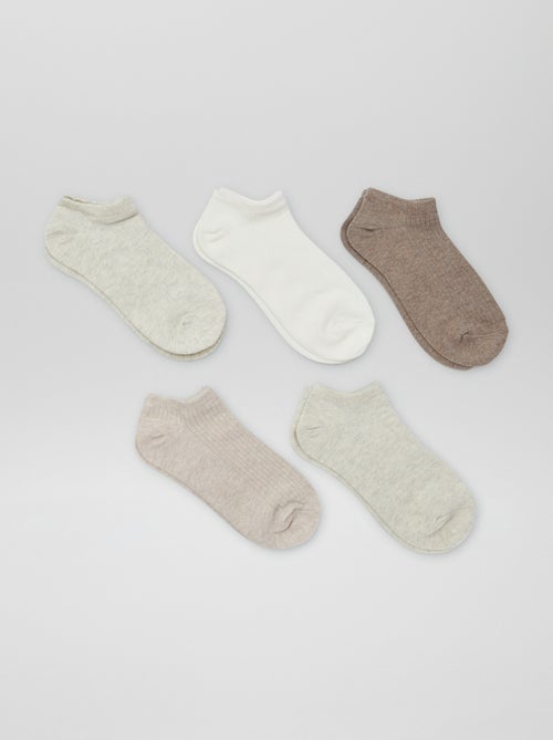 Pack de 5 pares de meias invisíveis para mulher em algodão - Kiabi Pack de 5 pares de meias invisíveis para mulher em algodão - Kiabi