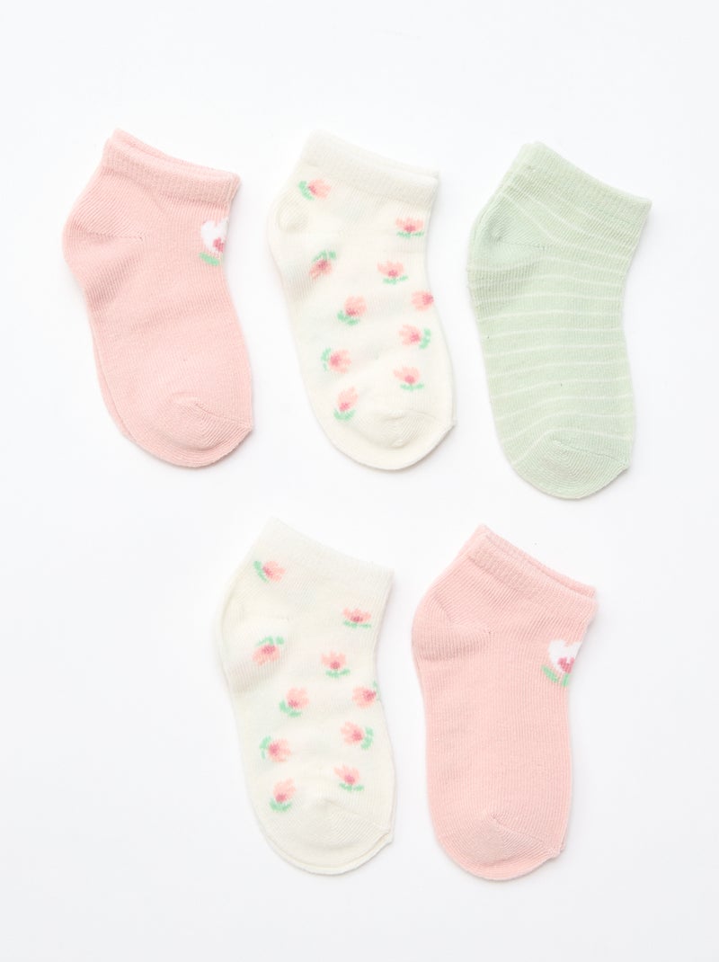 Pack de 5 pares de meias invisíveis Rosa - Kiabi