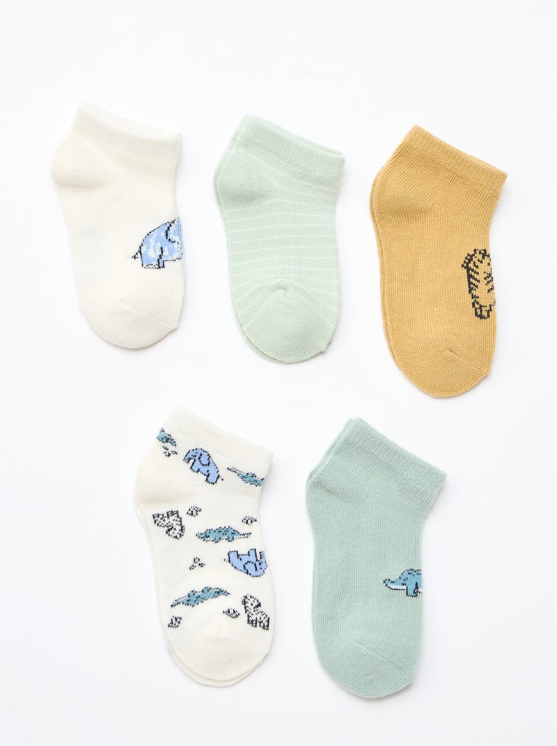 Pack de 5 pares de meias invisíveis Verde - Kiabi