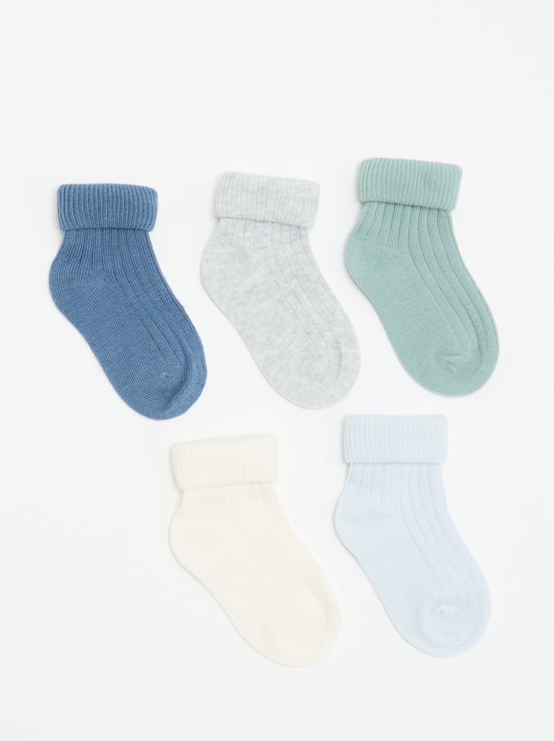 Pack de 5 pares de meias lisas Azul - Kiabi