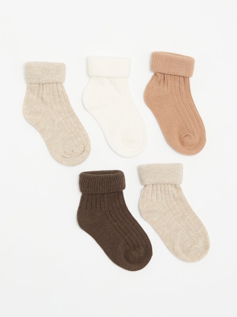 Pack de 5 pares de meias lisas Bege - Kiabi