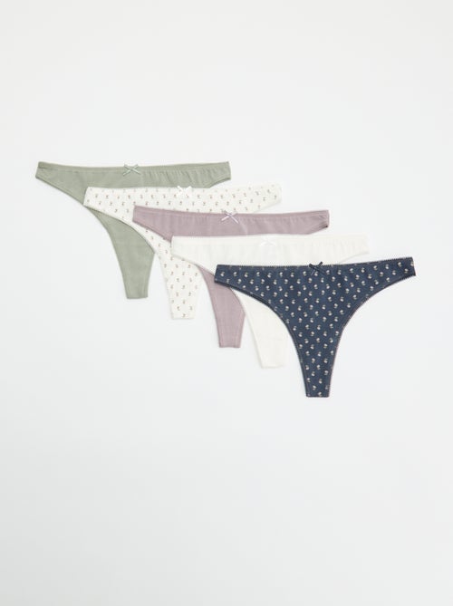 Pack de 5 tangas de algodão - Kiabi