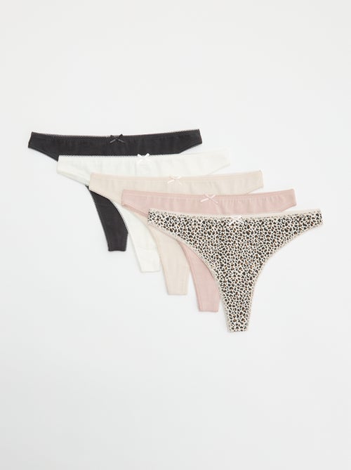 Pack de 5 tangas de algodão - Kiabi