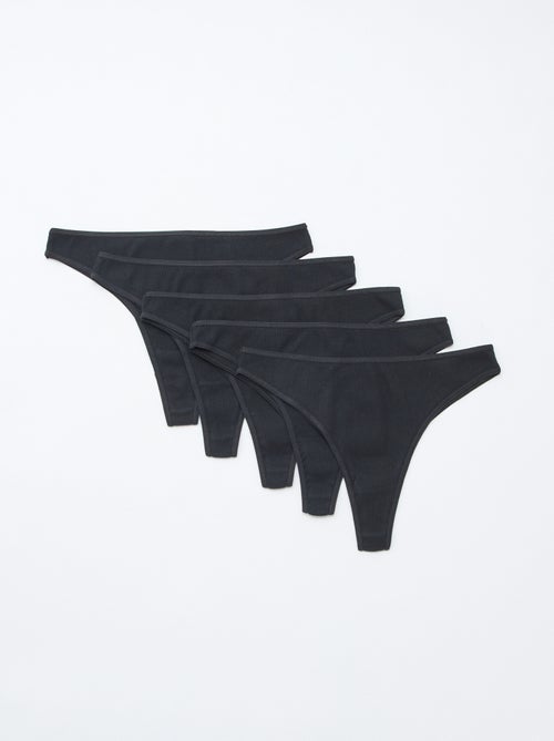 Pack de 5 tangas em malha canelada - Kiabi