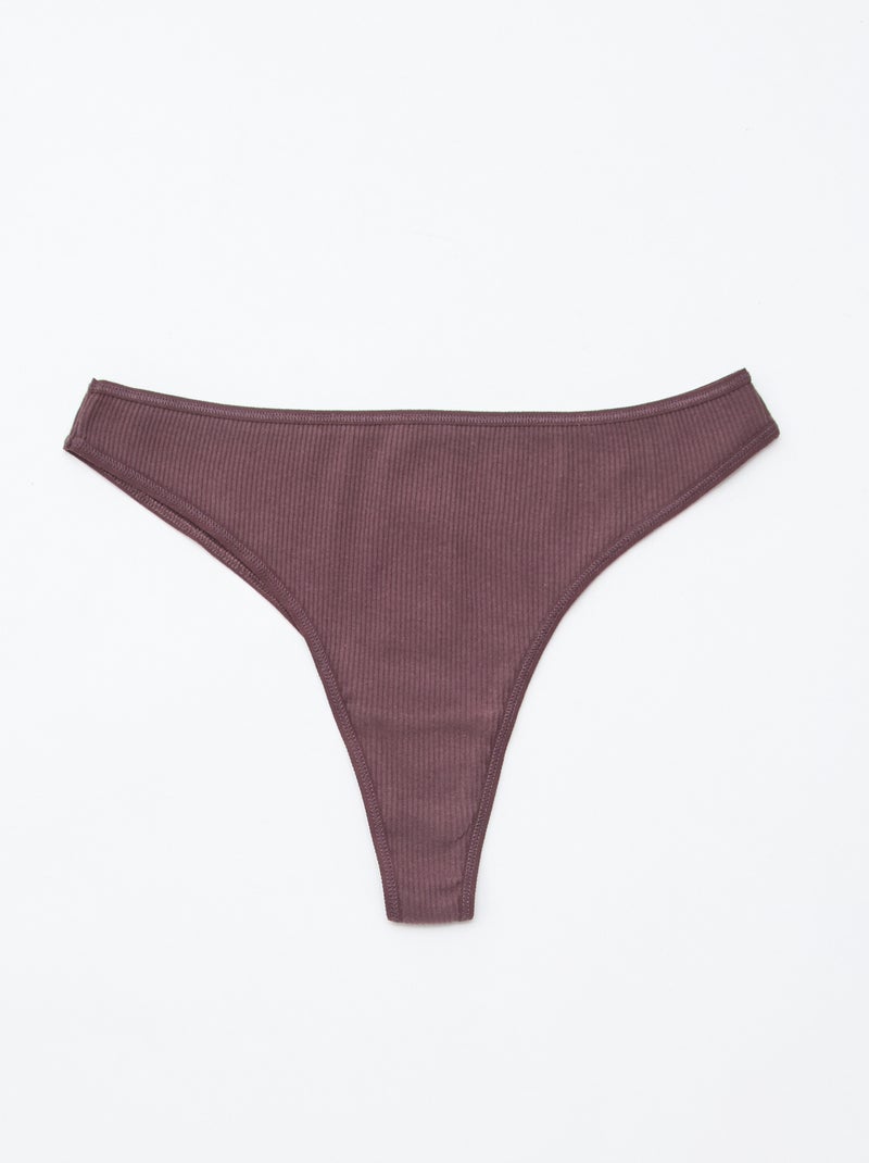 Pack de 5 tangas em malha canelada Violeta - Kiabi