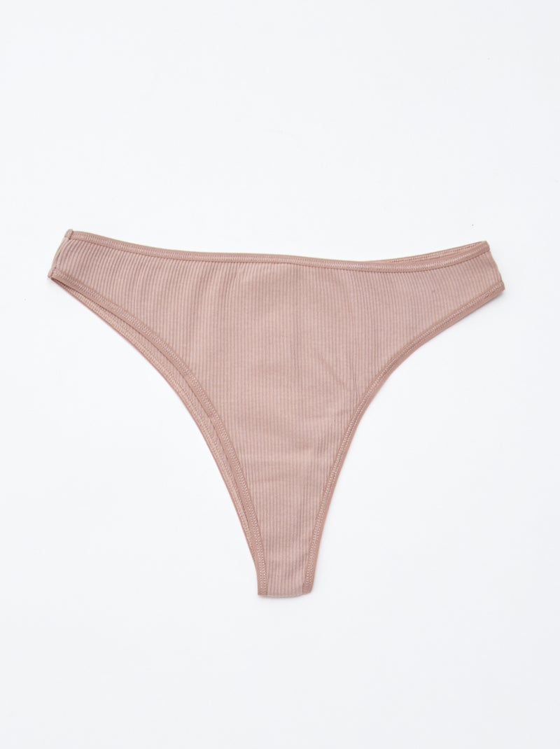 Pack de 5 tangas em malha canelada Violeta - Kiabi