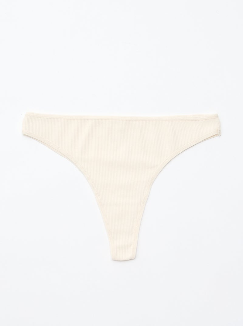 Pack de 5 tangas em malha canelada Violeta - Kiabi