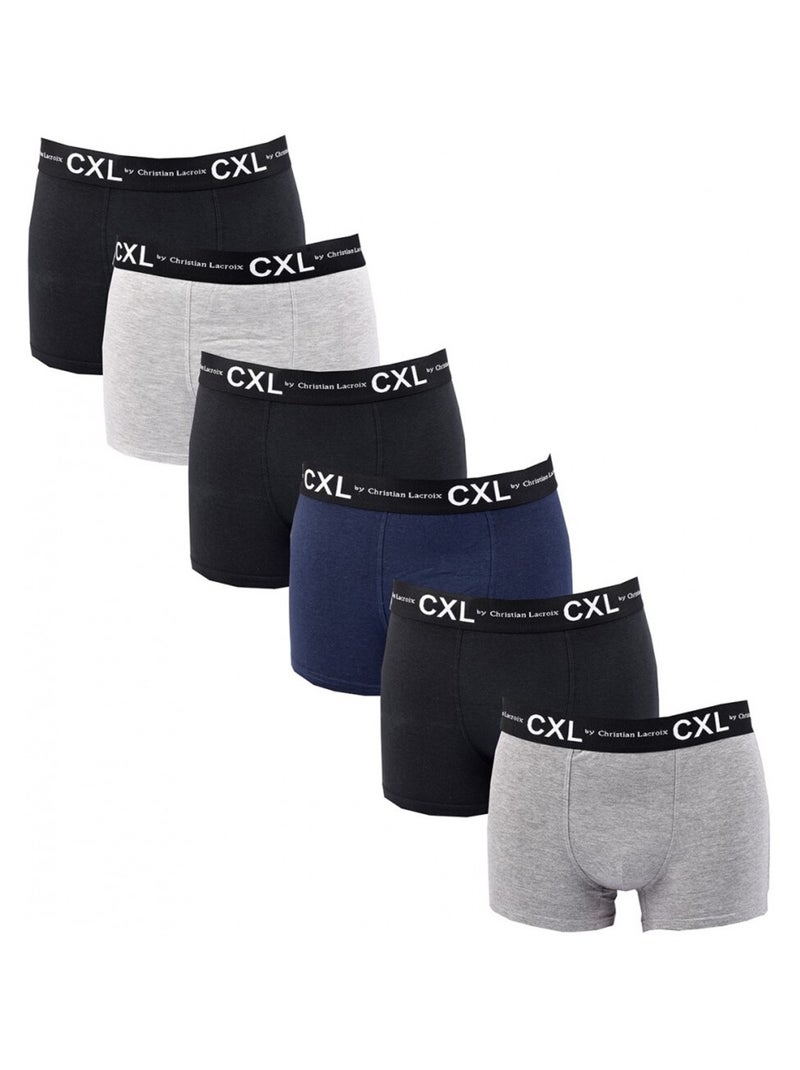 Pack de 6 Cuecas Boxer CXL By LACROIX Preto Cinza-antracite Azul - Kiabi