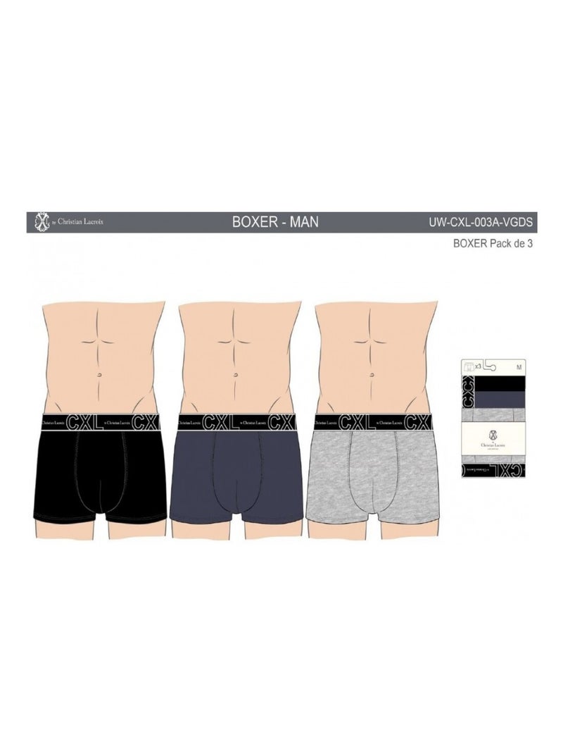 Pack de 6 Cuecas Boxer CXL By LACROIX Preto Cinza Azul - Kiabi