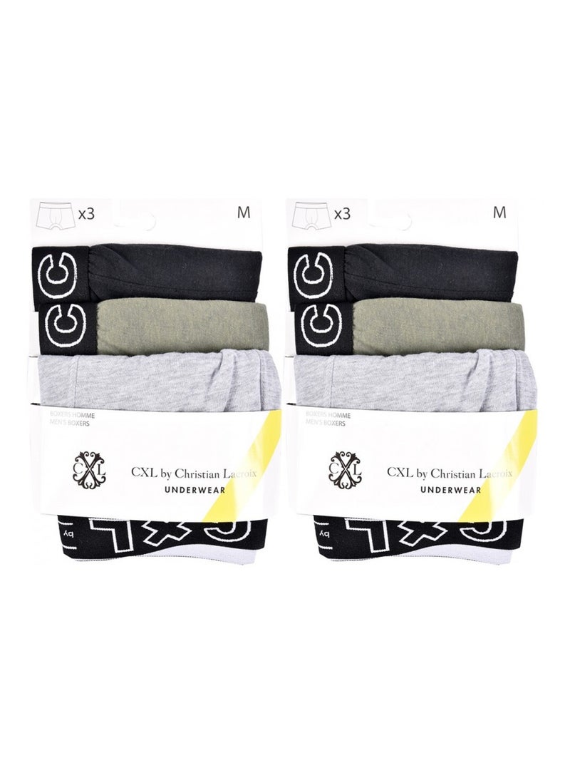 Pack de 6 Cuecas Boxer CXL By LACROIX Preto Verde Cinza - Kiabi