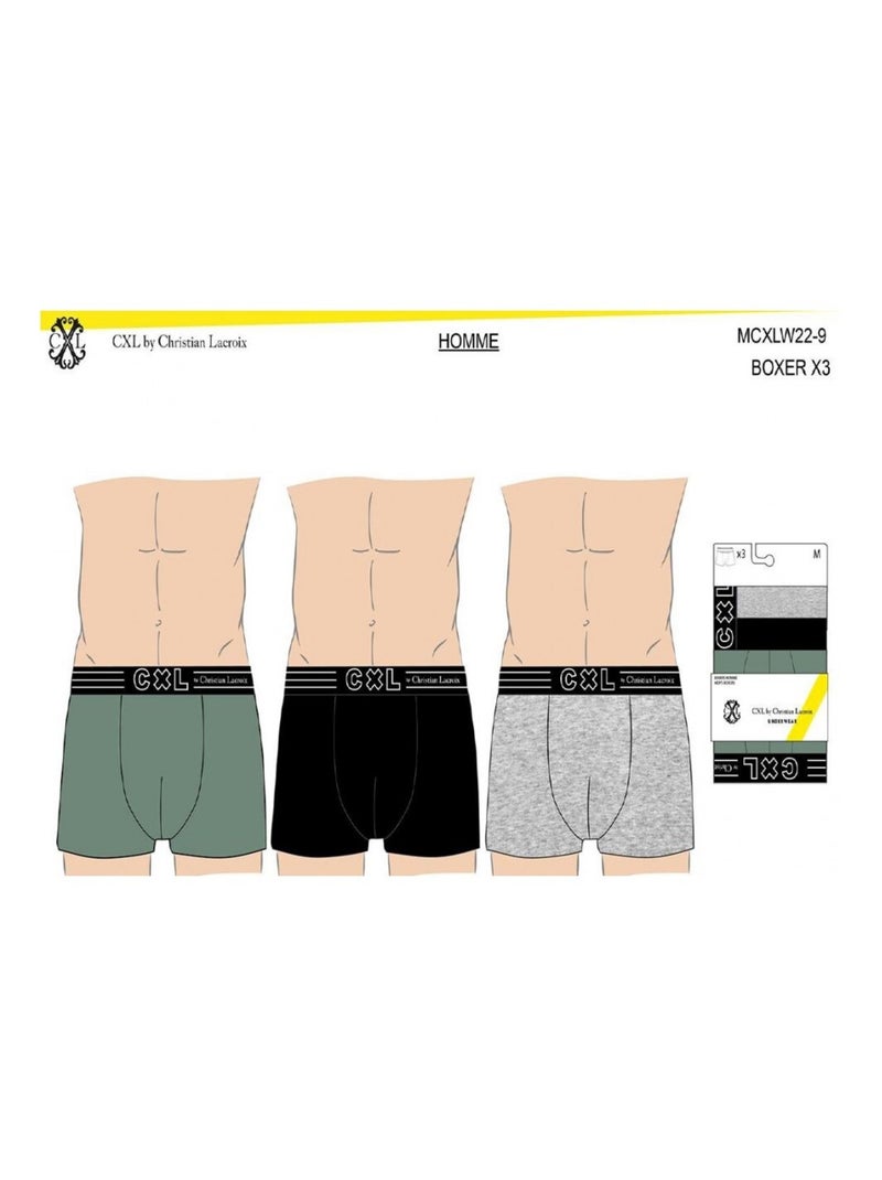 Pack de 6 Cuecas Boxer CXL By LACROIX Preto Verde Cinza - Kiabi