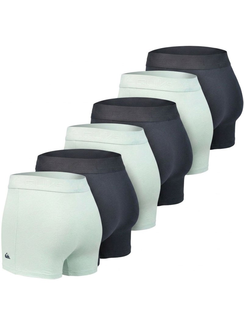 Pack de 6 cuecas boxer homem algodão stretch logótipo quiksilver Preto Azul-céu - Kiabi