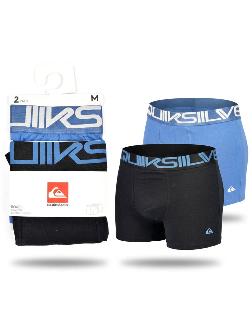 Pack de 6 cuecas boxer homem algodão stretch logótipo quiksilver Preto Azul - Kiabi