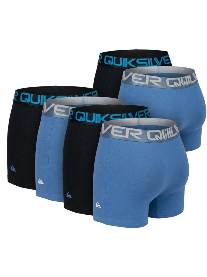 Pack de 6 cuecas boxer homem algodão stretch logótipo quiksilver Preto Azul - Kiabi