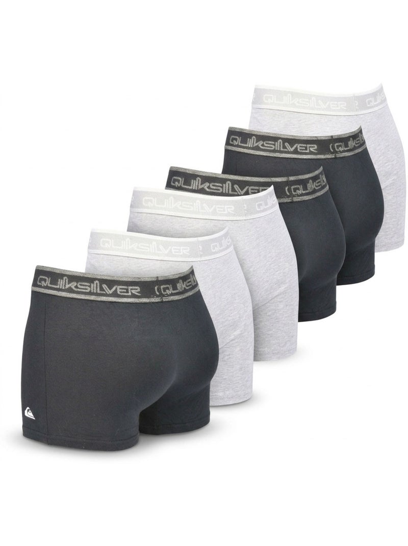 Pack de 6 cuecas boxer homem algodão stretch logótipo quiksilver Preto Cinza - Kiabi