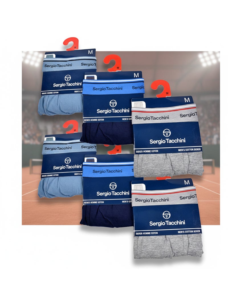 Pack de 6 Cuecas Boxer Homem SERGIO TACCHINI Azul-cinza - Kiabi